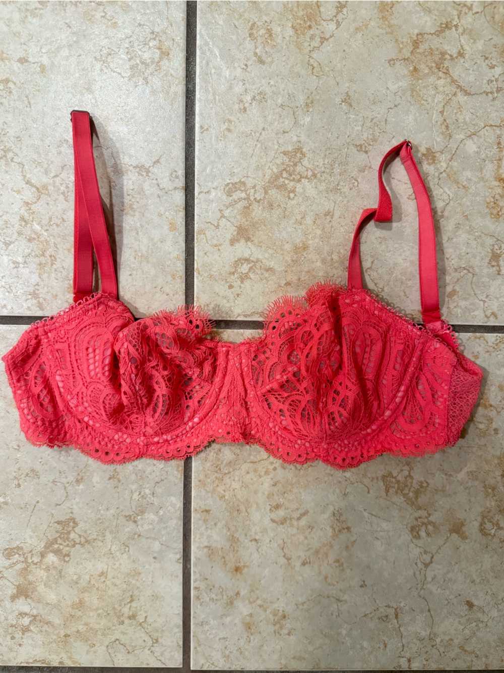 Lace Victoria secret dream angels push up without padding Bra - Coral Pink